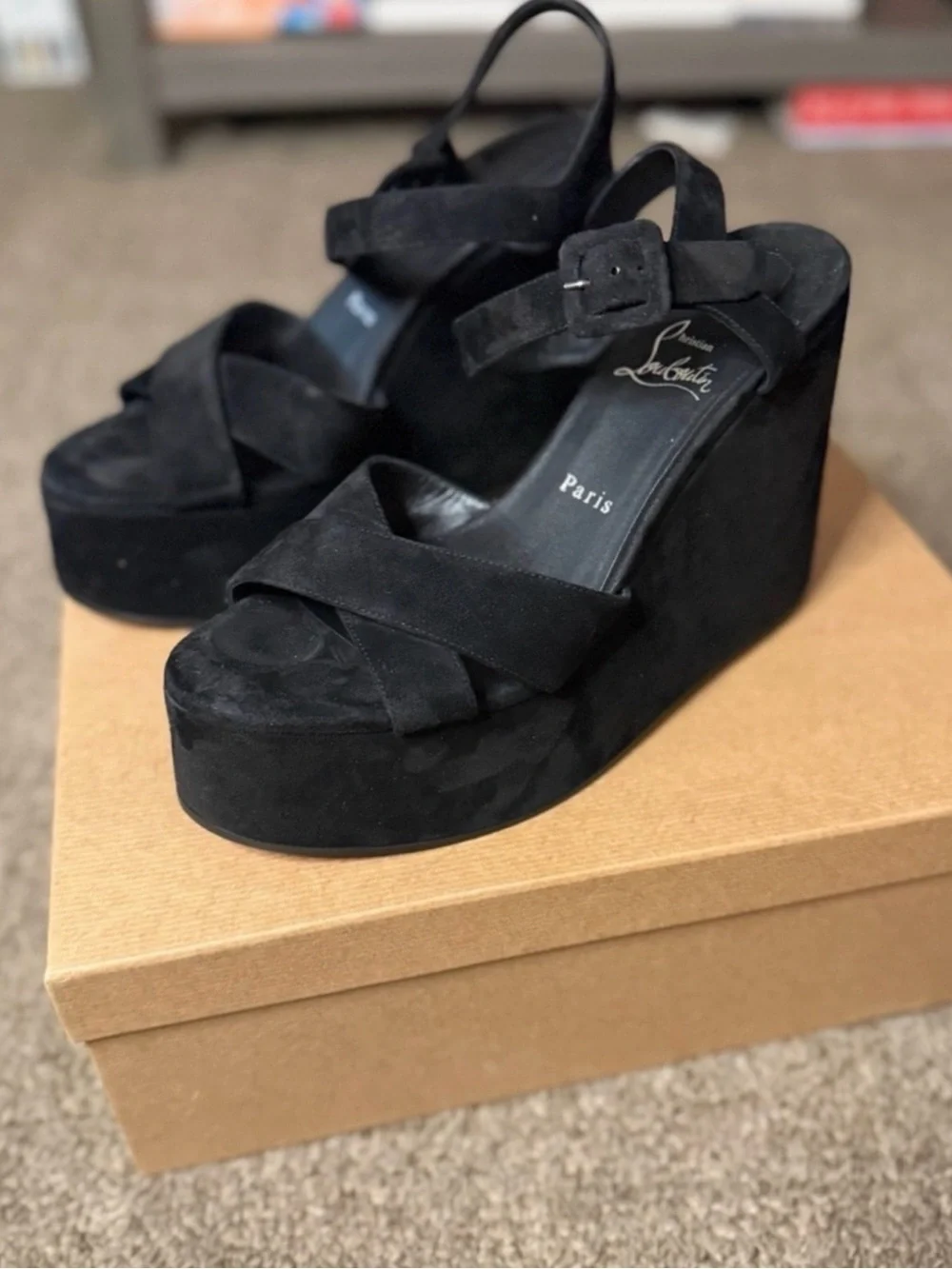 Christian Louboutin Supramariza 130MM Velvet Wedges - Picture 5 of 5